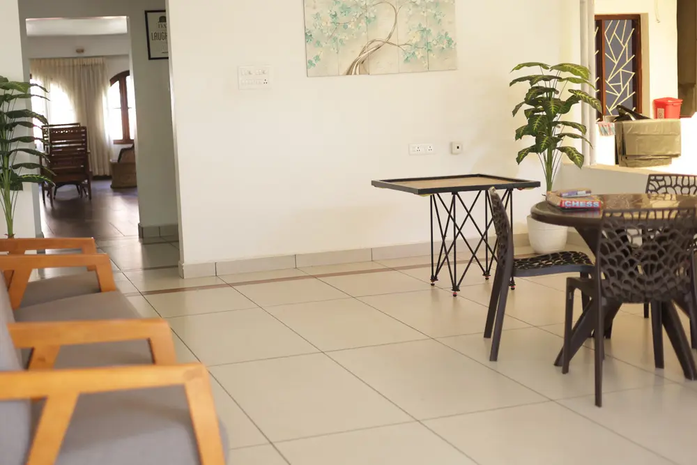 Game room at Chaithanyam with board games and social activities