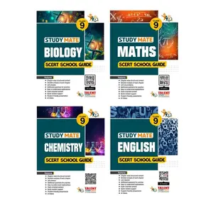 Combo Talent Study Mate Class 9 School Guides (Biology,Mathematics,Chemistry,English) With New Kerala SCERT Syllabus | Talent Academy 