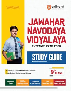 Arihant Jawahar Navodaya Vidyalaya Class 9 Entrance Exam 2026 | Complete Study Guide, Covers Hindi, English, Maths, General Science | 2500+ MCQs, 8 Years PYQs and 3 Practice Papers with OMR Sheets | Includes 2025 Solved Paper | English Medium