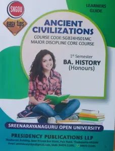 SGOU Ancient Civilizations BA History Guide For Semester 1 | Sree Narayana Guru Open University