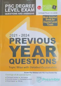 Kerala Psc Degree Level Exam Previous Year Questions 2021 - 2024 | Preamble Publication